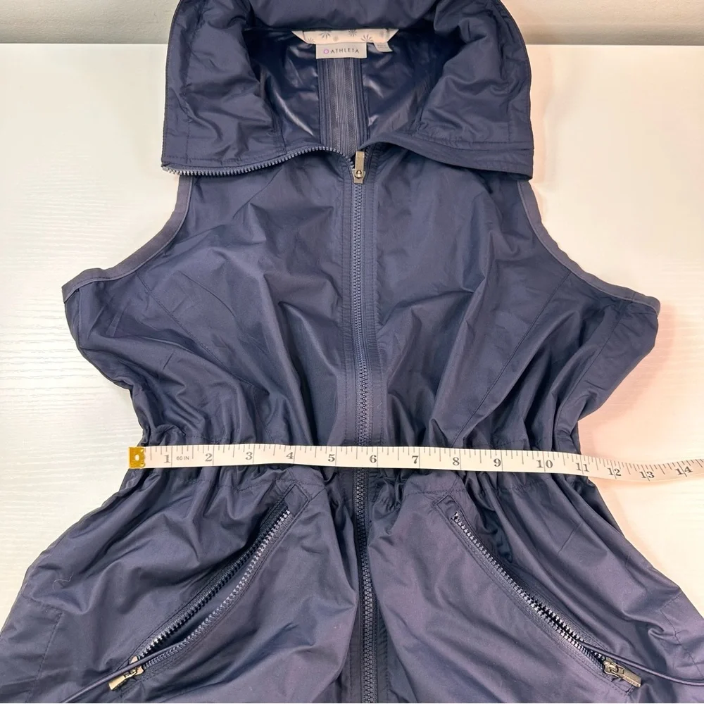 Athleta Performance Running Vest, Reflective Racerback Navy Blue with Hood, S